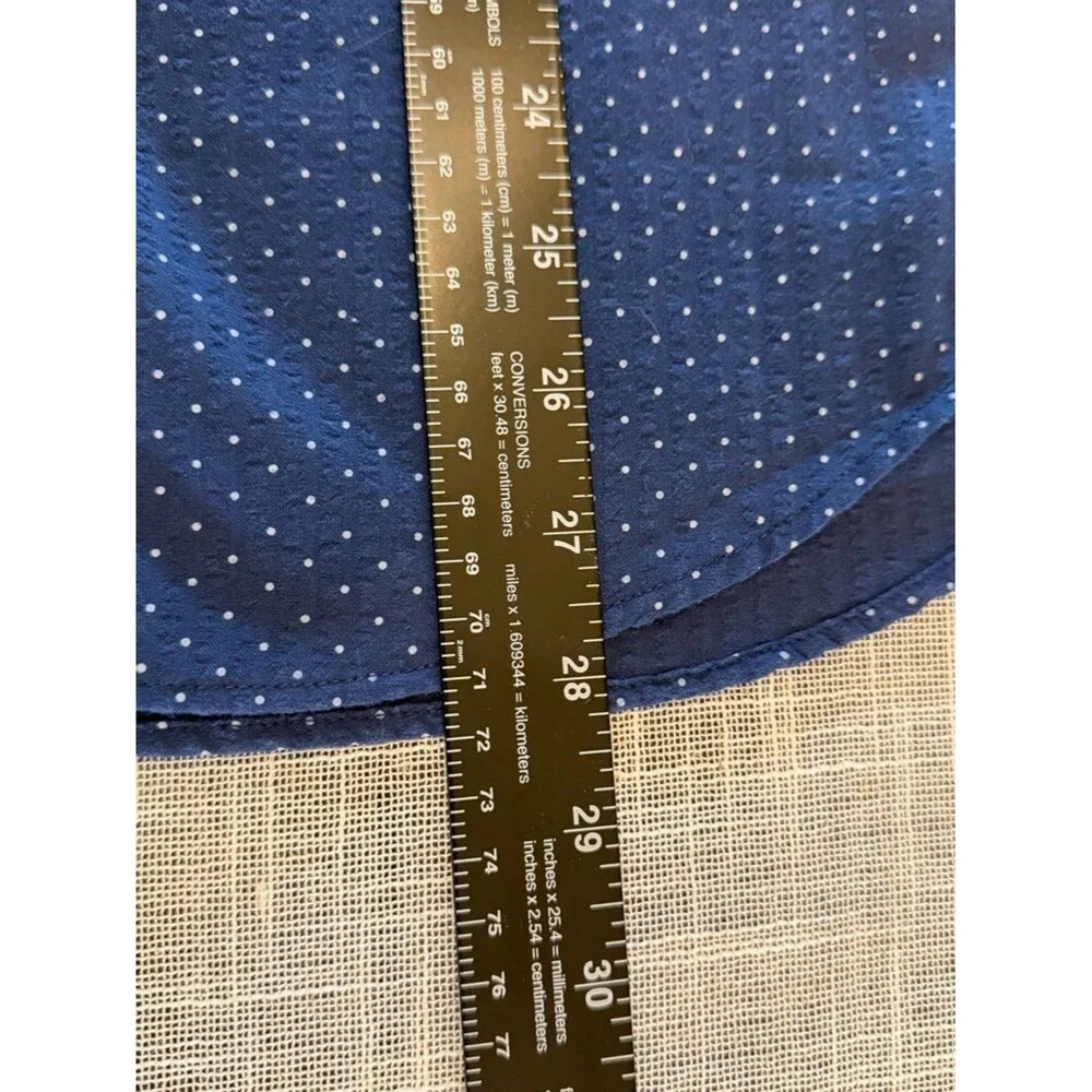 J.Crew Seersucker Shirt Mens Small Blue Polka Dot Slim Fit